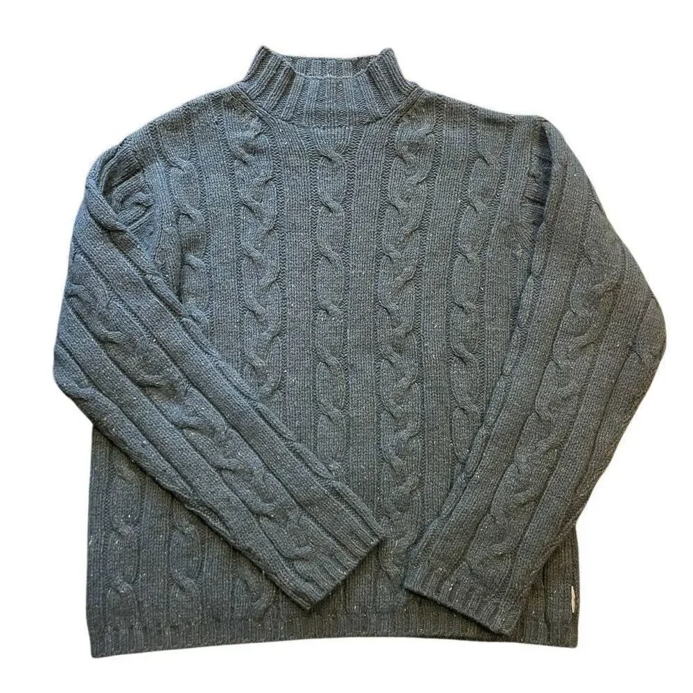 Vintage Abercrombie & Fitch Sweater Men's XL Green Speckled Donegal Cable Wool